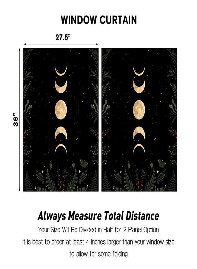 Coxila Moon Kitchen Window Curtains 27.5 x 36 Inch Small Short Mini Cafe Rod Pocket Moonlit Celestial Witch Witchy Goth Gothic Living Bedroom Room Home Treatment Set of 2 Curtain Panels Drapes Tiers - Image 4